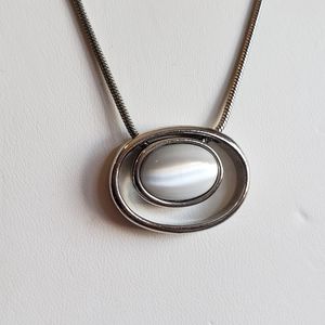 🖤 Costume Jewelry Cabochon Silver Metal Necklace